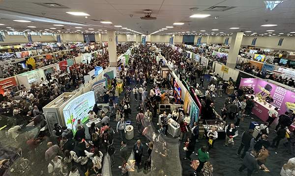 Expo West Tradeshow booth - overhead shot of a packed tradeshow floor