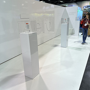 Expo West Tradeshow booth - empty booth with one bottle of vitamins on display