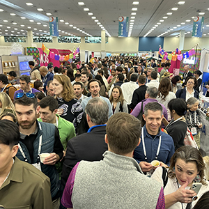 Expo West Tradeshow booth - people in an aisle