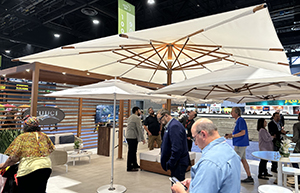 Large automated umbrellas for outdoor dining at the National Restaurant Association Show