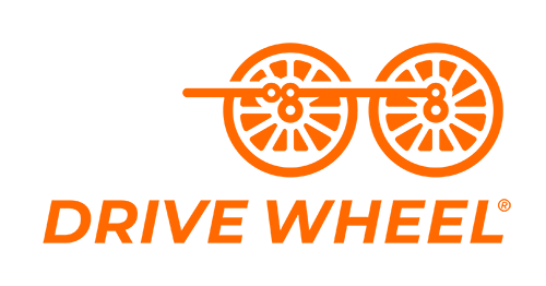 Two sets of orange train wheels connected with a tie bar
