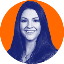 Blue photo on an orange circle